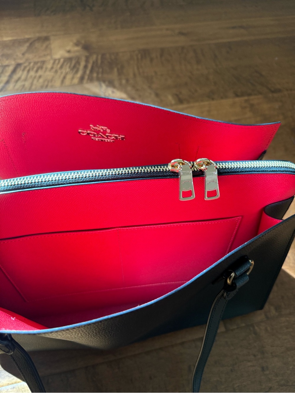 Coach Black Tote with Red Interior and Gold Hardware - Picture 2 of 4